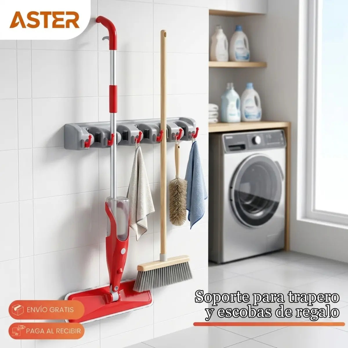 Trapero Spray Microfibra + Soporte para Traperos