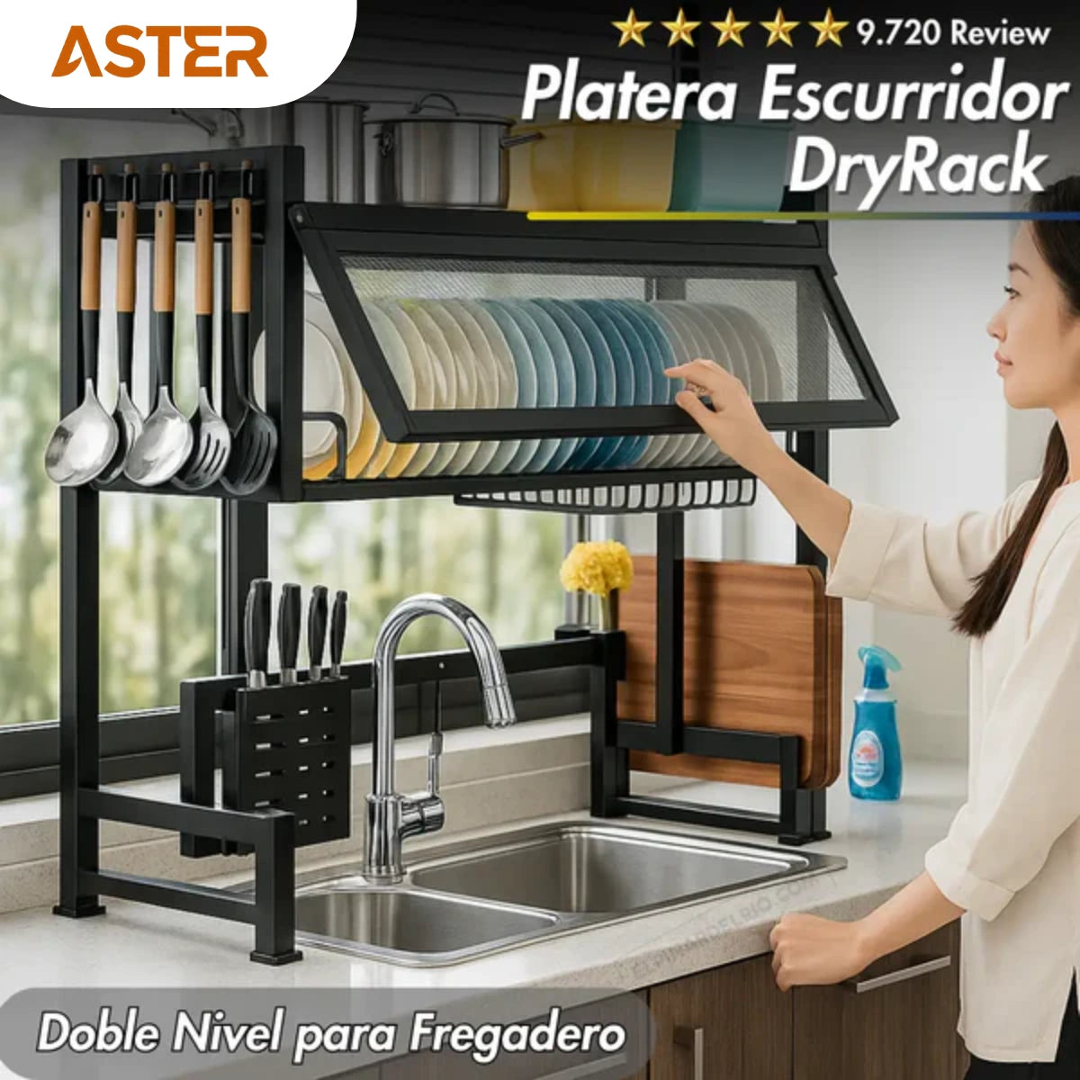 Platera DryRack + AFILADOR DE CUCHILLOS GRATIS